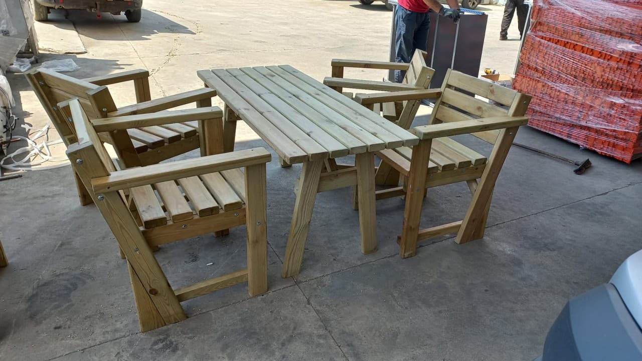 Ahşap Masa & Sandalye Takımı küçük görsel 3